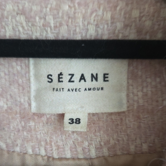 SÉZANE Pink Wool Blend Shawl Collar Coat Soft Rose Melange Size 38 M - Picture 8 of 15